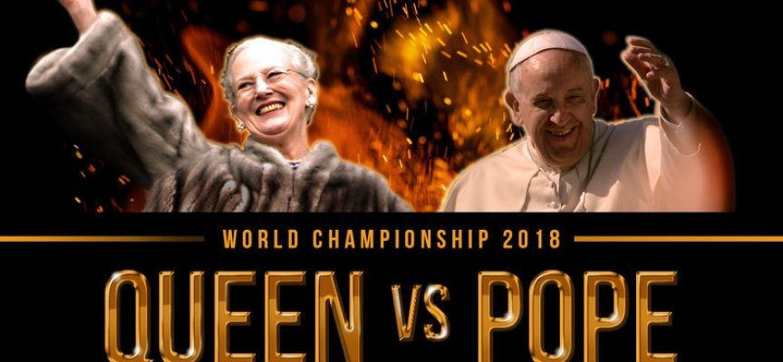 Episk battle: Dronningen møder pave Frans i VM-finalen i vink