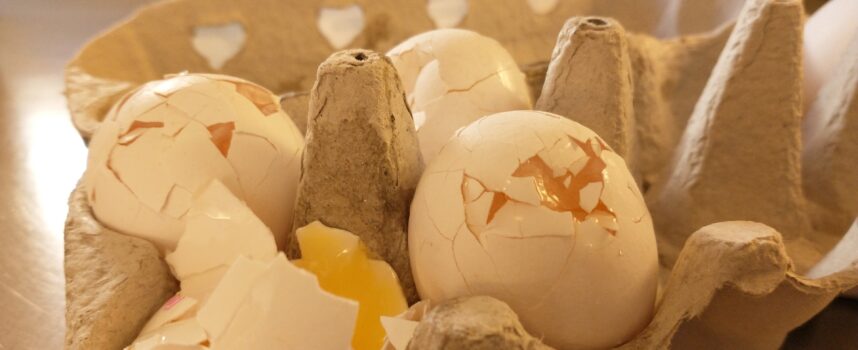 Tabte bakke med æg på gulvet – heldigvis dækkede forsikringen